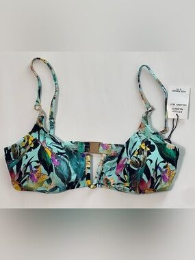 Nanette Lepore Women’s Aqua Tropical Floral Underwire Bikini Top Size 6 NWT